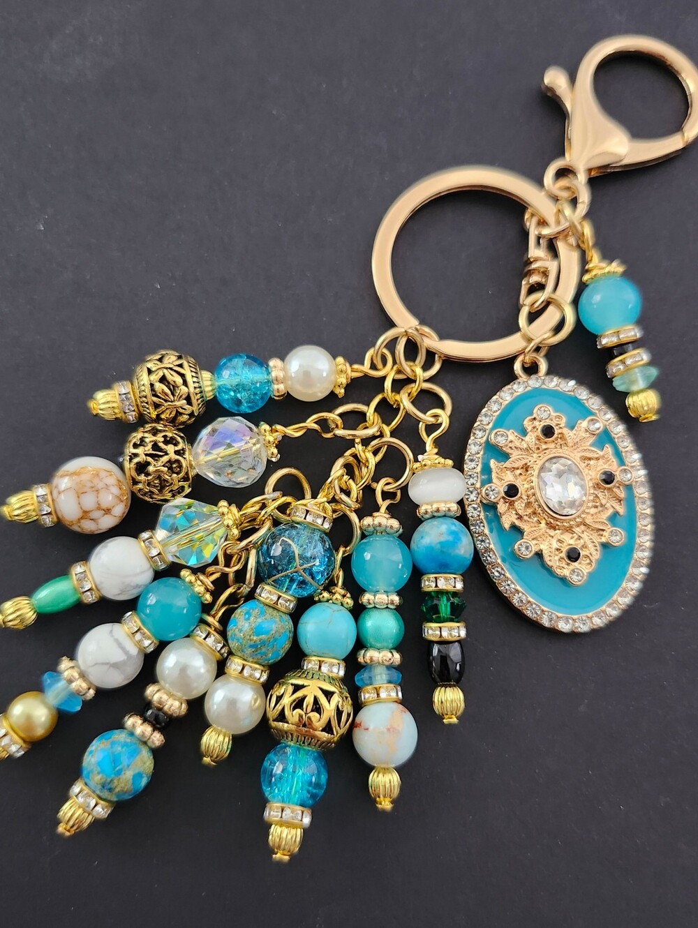Vintage-inspired Purse Charm or Keychain Howlite Tibetian Handcrafted